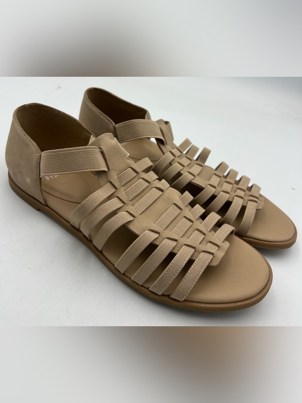 Eileen Fisher Rato Fisherman Gladiator Leather Elastic Sandals Women’s Size 7.5